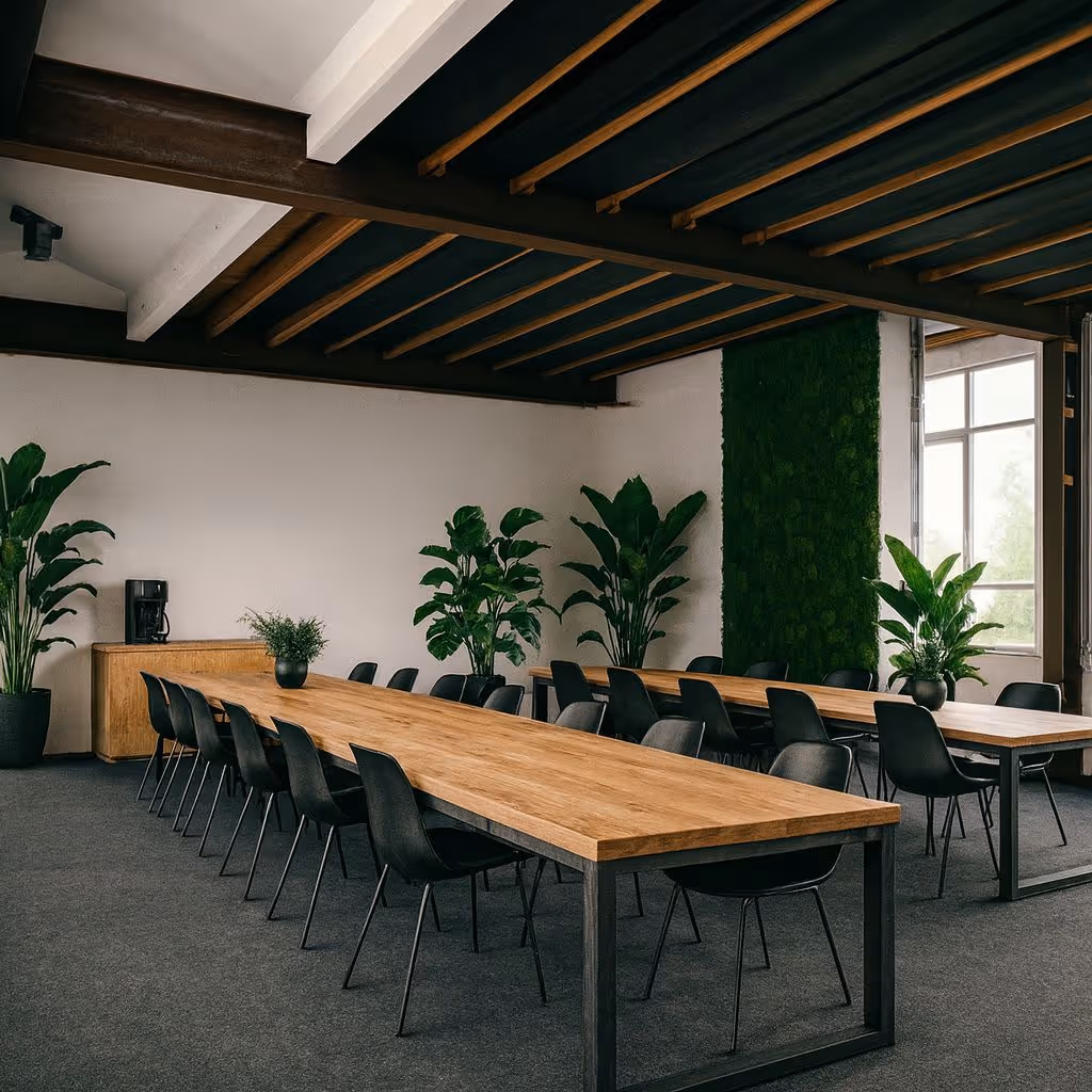 Werkplek met groen en daglicht